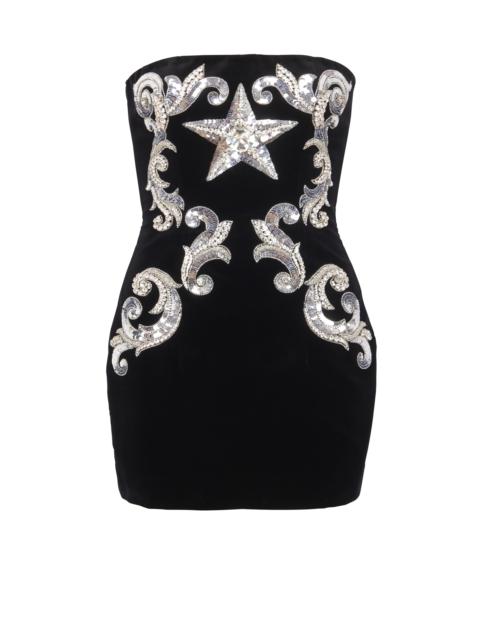 Balmain Paisley embroidered strapless dress