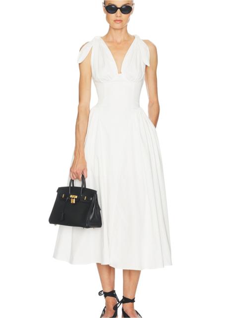 HELSA Fairweather Midi Dress in Stretch Cotton Sateen
