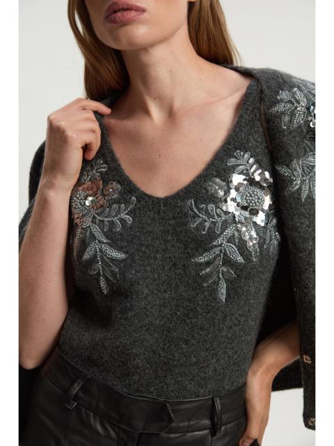 KAREN MILLEN Archive Floral Embellished Cosy Wool Blend Camisole Top