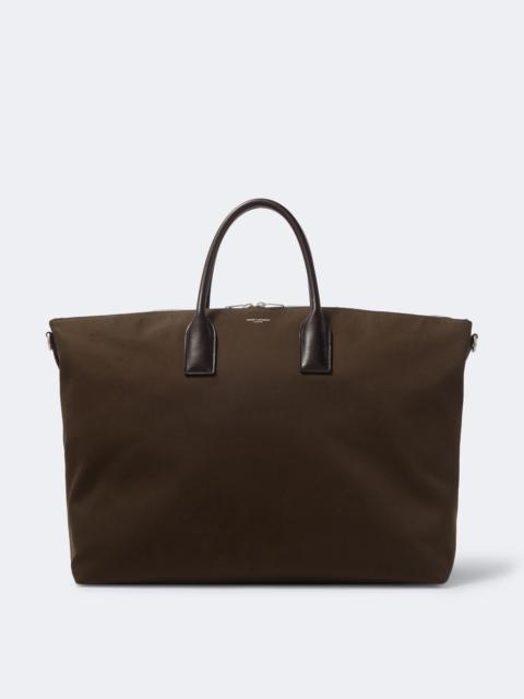 SAINT LAURENT Leather-trimmed canvas tote bag