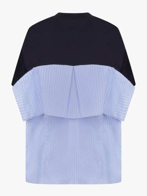 sacai T-SHIRT X STRIPE SHIRT PANEL | NAVY/LIGHT BLUE