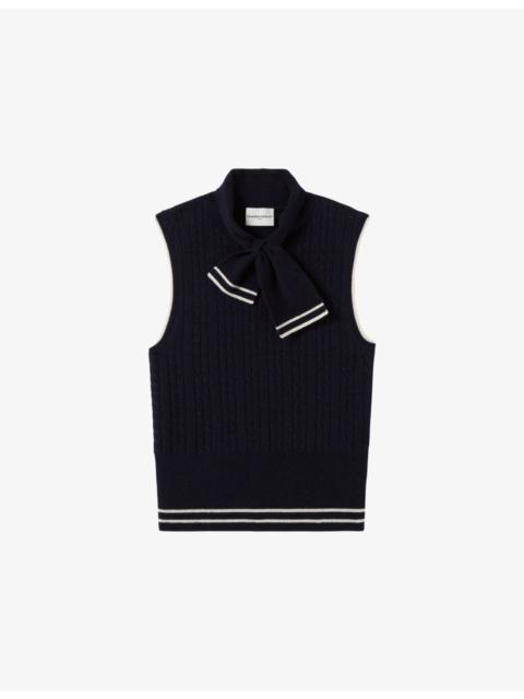 Claudie Pierlot Striped Sleeveless Wool-Cashmere Blend Vest