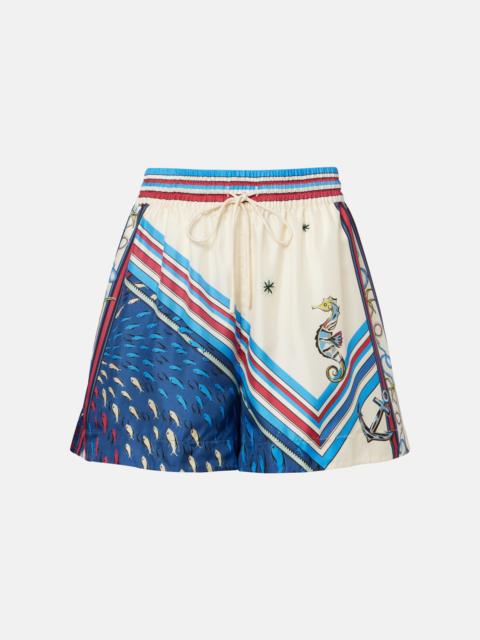 ALÉMAIS Apollo printed silk satin shorts