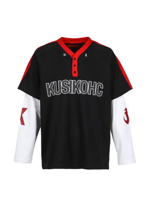 KUSIKOHC BASEBALL LONGSLEEVE POLO / BLK