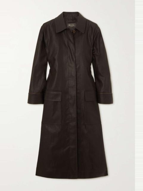 Loro Piana Rufus leather-trimmed coated-linen coat