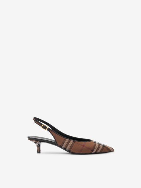 Check and Leather Slingback Pumps
