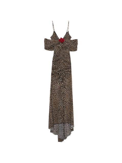 Blumarine Blumarine Leopard-print Brooch-detail Maxi Dress