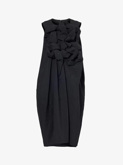 Relaxed-fit pleated-panel wool midi dress