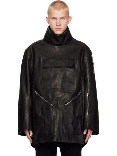 Rick Owens Black Porterville Mountaineering Smock Leather Jacket