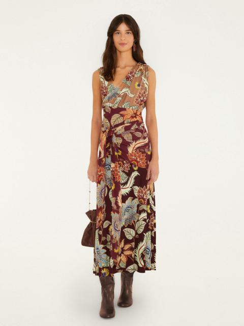 FARM RIO Mixed Delhi Floral Sleveless Midi Dress