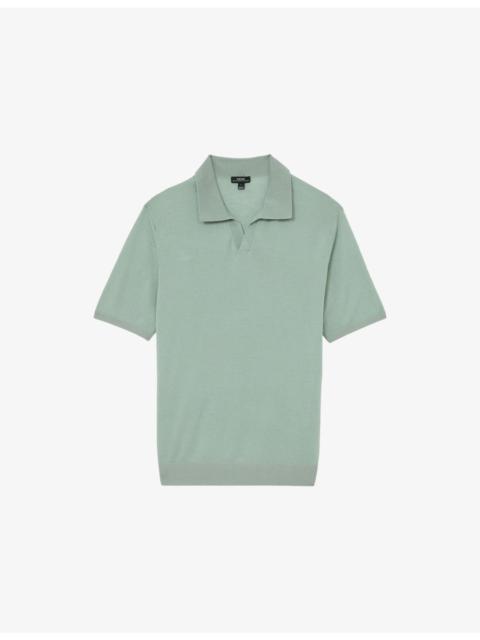 REISS Rook Open-Collar Merino Wool Polo Shirt