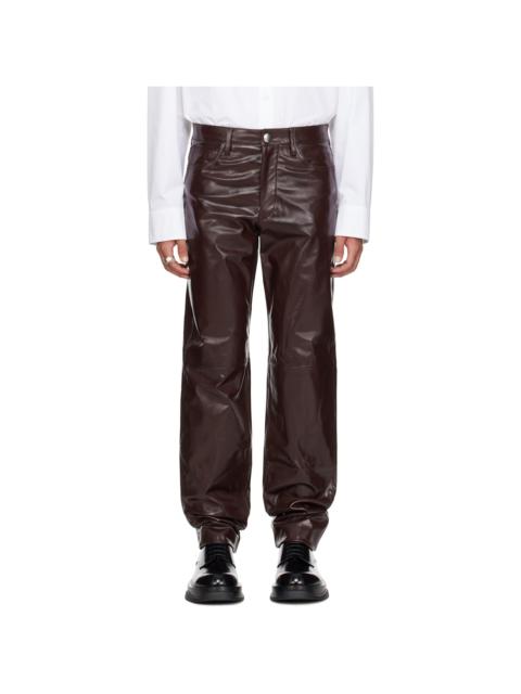 Jil Sander Burgundy Patent Leather Pants