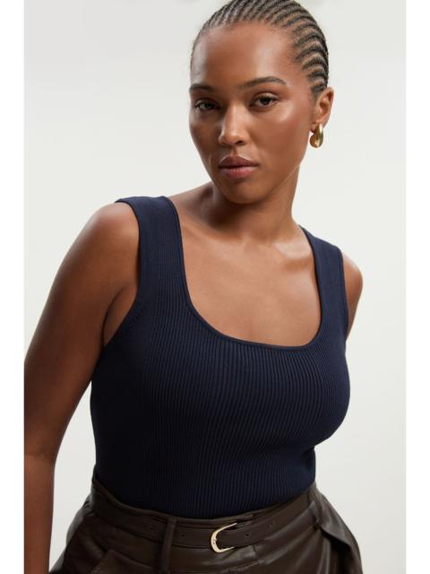 KAREN MILLEN Plus Size Viscose Blend Rib Knit Square Neck Vest