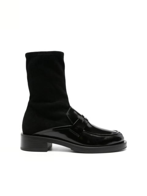 panelled leather boots