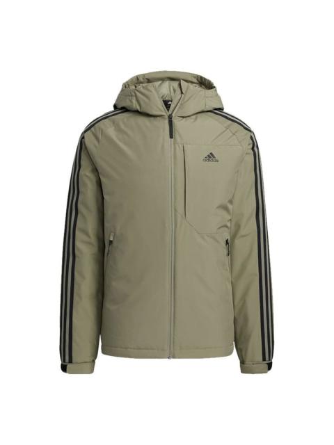 Men's adidas 3St Down Jkt Outdoor Sports Hooded With Down Feather Military Green Jacket H23083