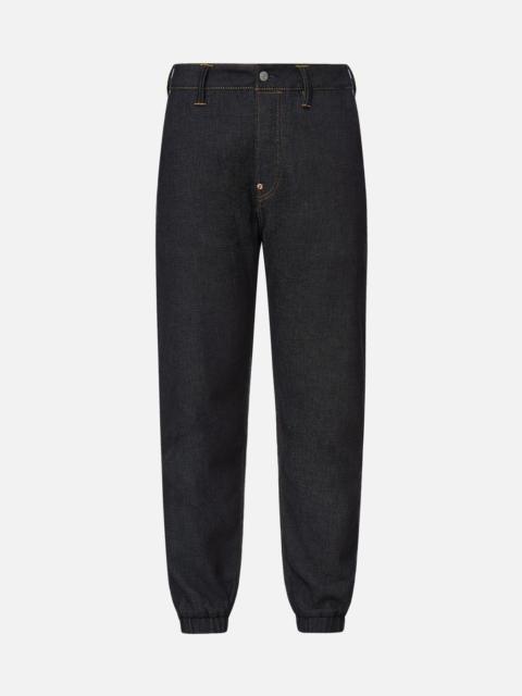 EVISU DARUMA BUDDIES DAICOCK PRINT DENIM JOGGER PANTS