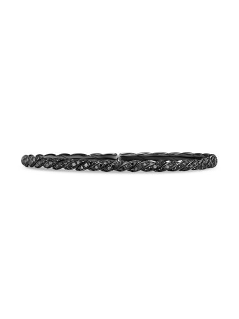 DAVID YURMAN Women's Sculpted Cable Flex Bracelet in 18K White Gold - Black Diamond