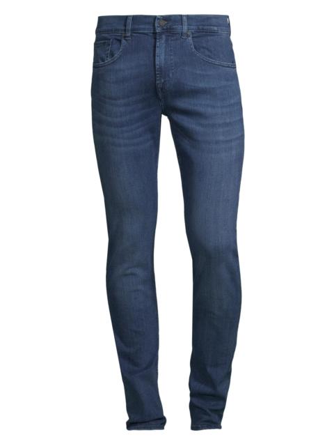 7 For All Mankind Men's Skinny Cotton-Blend Jeans - Mid Blue
