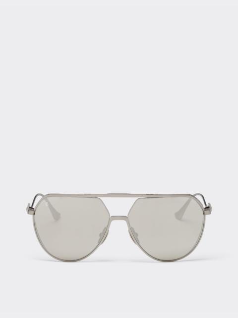 Ferrari Ferrari sunglasses in matt silver-tone titanium with silver mirror lenses