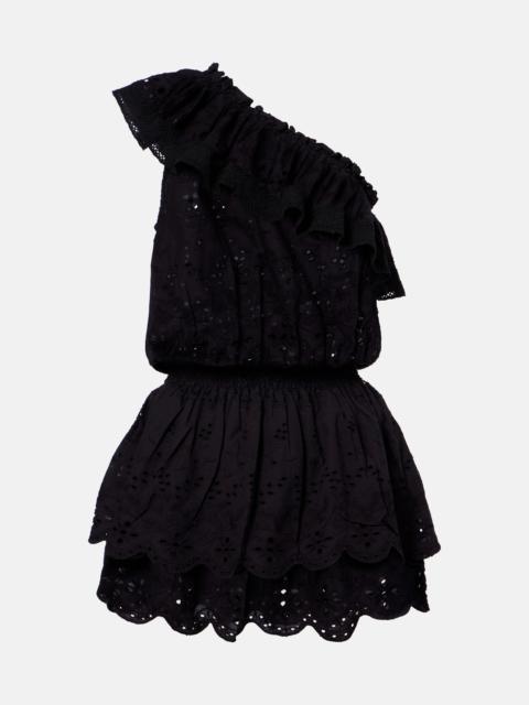MELISSA ODABASH Bree broderie anglaise one-shoulder cotton minidress