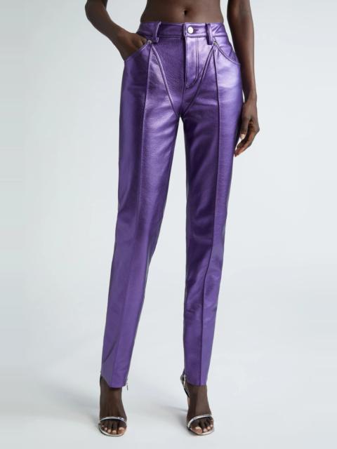 LaQuan Smith Tapered Metallic Leather Pants