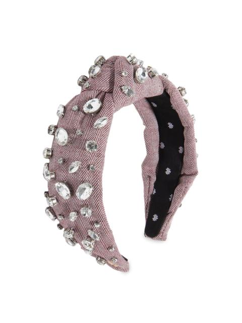 LELE SADOUGHI Women's Crystal-Embellished Herringbone Tweed Knotted Headband - Merlott Weed