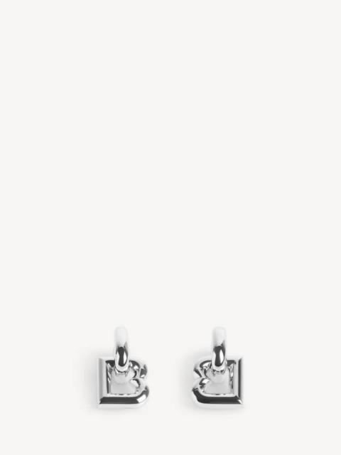 BALENCIAGA Women's B Xs Hoop Earrings in Shiny Silver