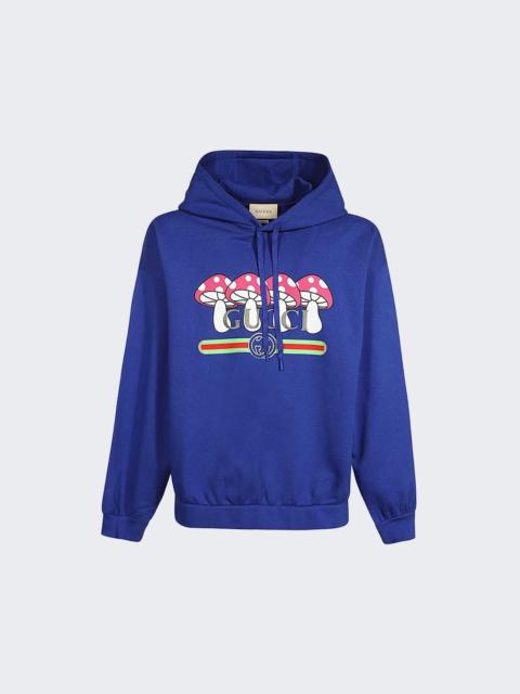 GUCCI Cotton Jersey Hooded Sweatshirt Admiral Blue