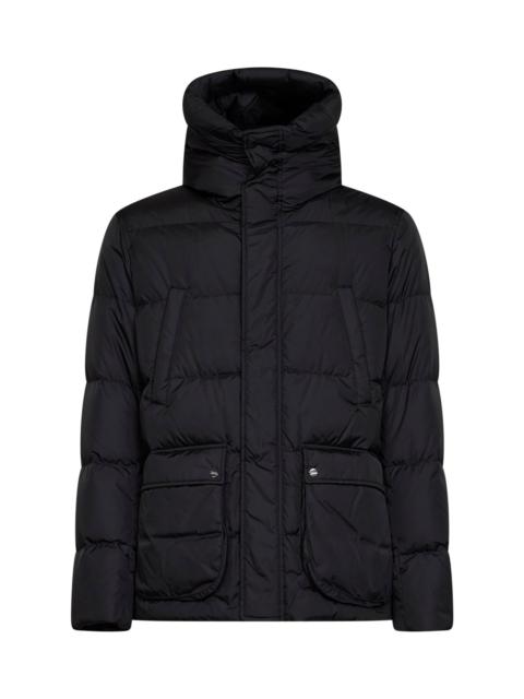 Herno Black Chamonix nylon hooded bomber jacket