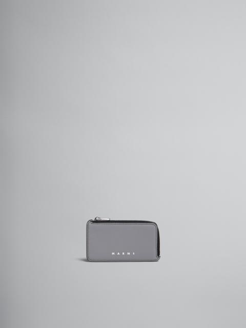 Marni GREY AND BLUE SAFFIANO LEATHER ZIP-AROUND CARD CASE