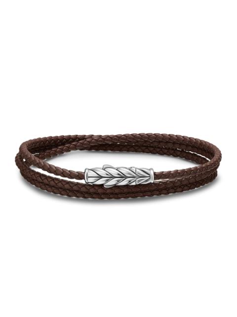 DAVID YURMAN Men's Chevron Triple Wrap Bracelet - Brown Silver