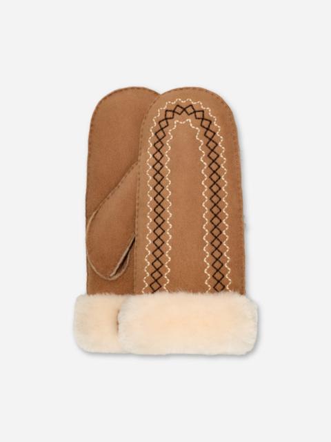 UGG ® Women's Atherson Embroidered Mitten Sheepskin in Chestnut