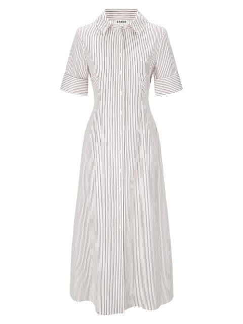STAUD Women's Joan Striped Stretch-Cotton Maxi Shirtdress - Ivory Dark