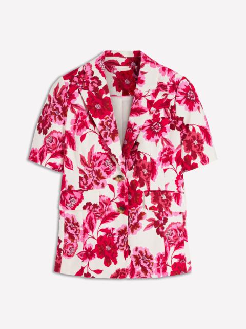 BODEN Short Sleeve Cotton Blazer-Sangria Sunset, Floral Print