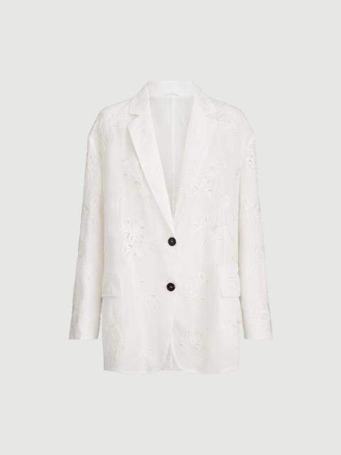 Brunello Cucinelli Cotton organza blazer with dazzling broderie anglaise with monili