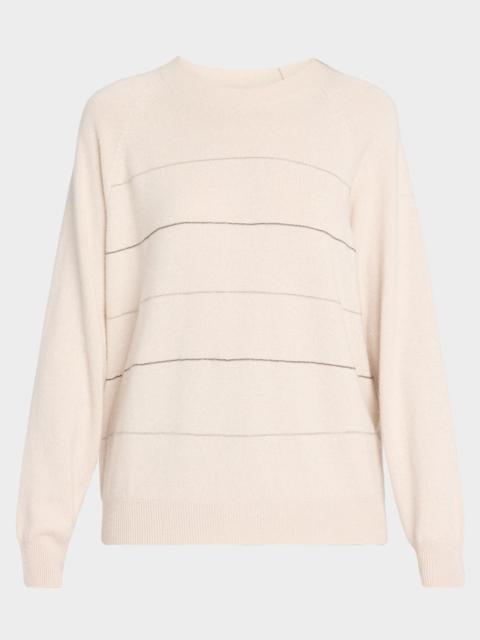 PESERICO Striped Chain-Trim Crewneck Sweater