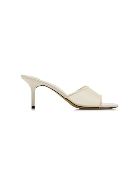 JACQUEMUS Cubisto Leather-Trimmed Mesh Mules white