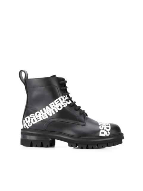 DSQUARED2 logo print lace-up boots