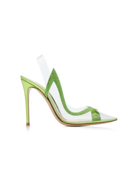 Gianvito Rossi Hortensia Plexi & Embellished Leather Pumps green