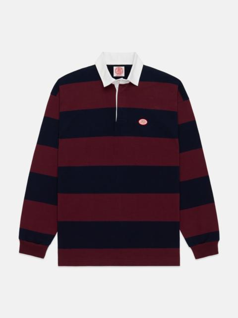 J. PRESS MADE-IN-USA BURGUNDY GUARD STRIPE J. PRESS SEAL COTTON RUGBY