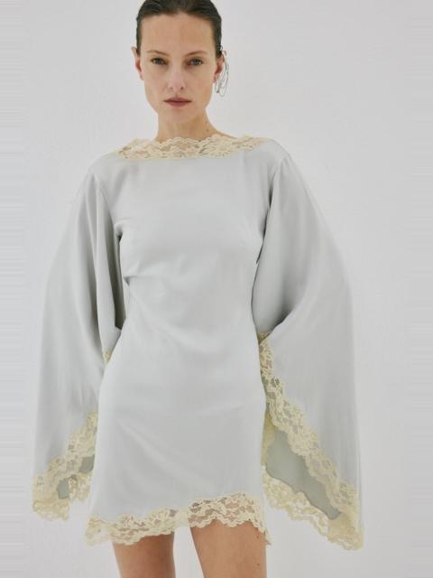 De La Vali ASTRAL MINI DRESS IN STONE BEIGE AND SOFT YELLOW SATIN