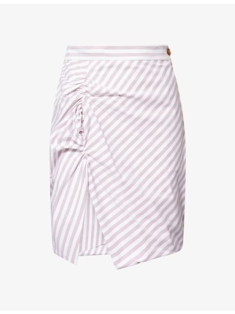 Vivienne Westwood Panther Gathered Stripe Cotton Mini Skirt