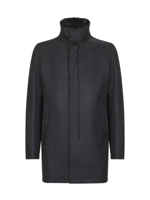 Herno Grey easy wool and light faux fur carcoat