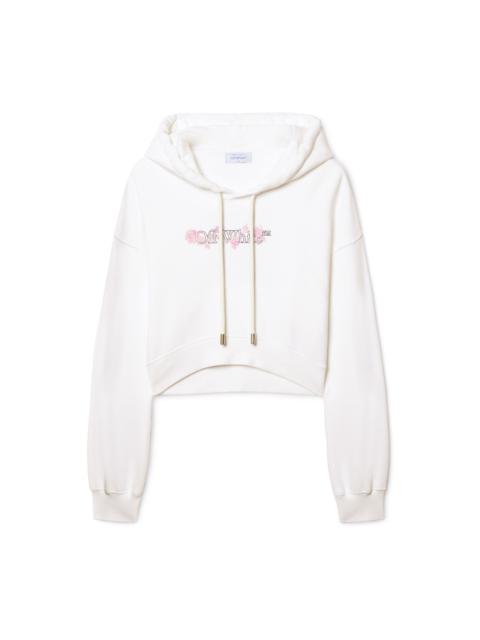 Off-White White Bookish Rose Cropped Hoodie
