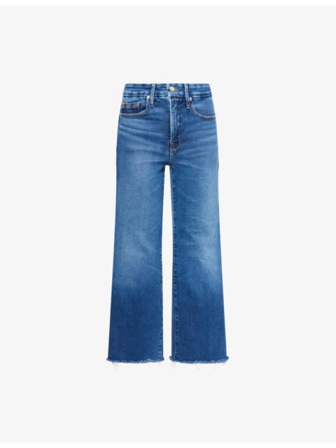 GOOD AMERICAN Good Legs Cropped Mini Boot-Cut Denim Jeans