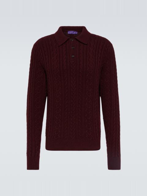Cable-knit cashmere polo sweater