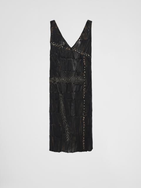 Prada Nappa leather patchwork dress