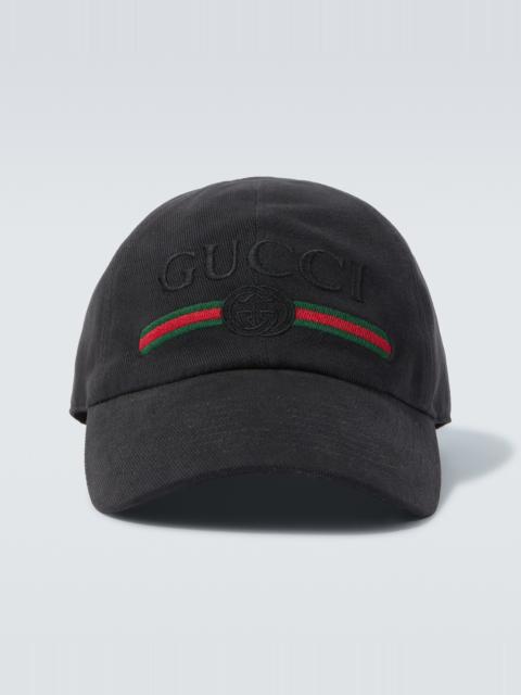 GUCCI Web Stripe cotton baseball cap
