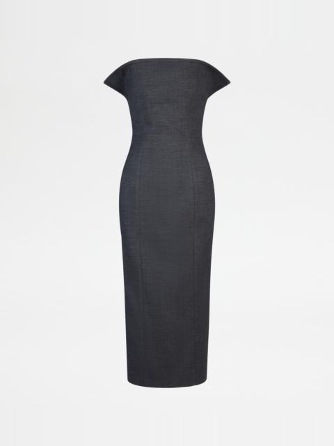 Tod's COTTON BLEND SHEATH DRESS - GREY