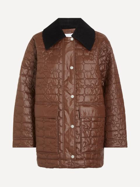 GANNI Shiny Quilted Midi Jacket